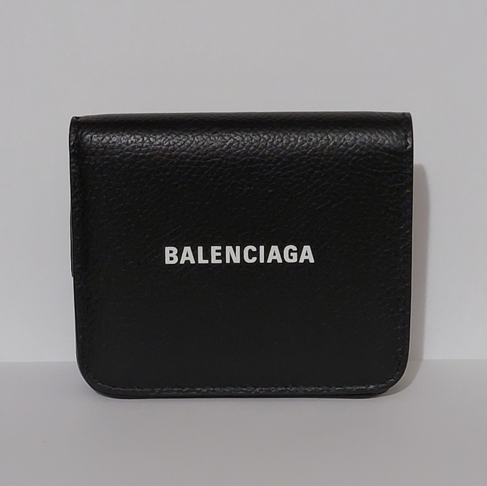 Balenciaga Logo Trifold Wallet Leather Mini